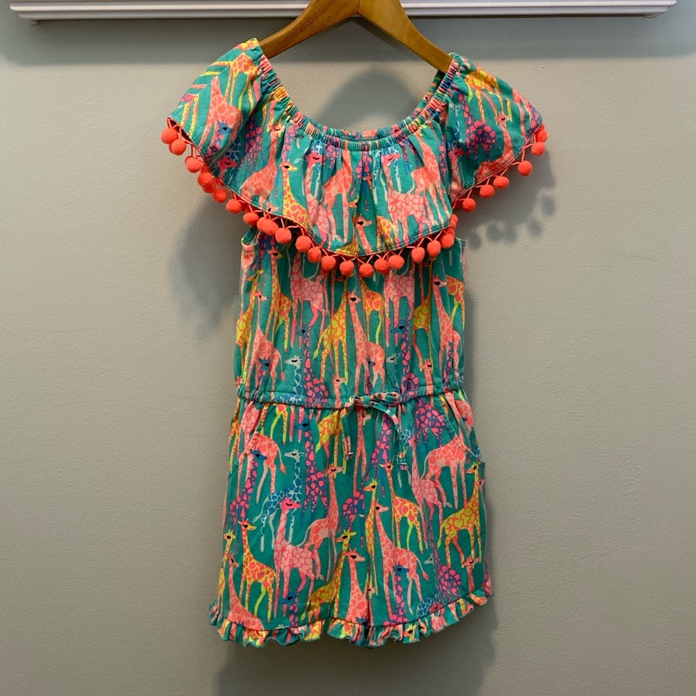 fabKids Girls Bright Giraffe Romper (size 6/7)